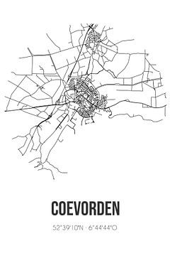 Coevorden (Drenthe) | Landkaart | Zwart-wit van MijnStadsPoster