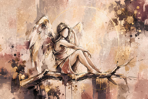 Angel in old pink with gold details