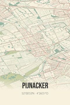 Vintage landkaart van Pijnacker (Zuid-Holland) van Rezona