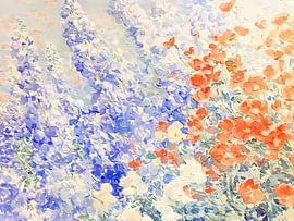 Gemälde „Blaue und orangefarbene Wildblumen“ von IamHome Studio