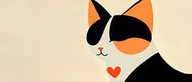 Katje met een hart en felle kleuren van Poster Art Shop