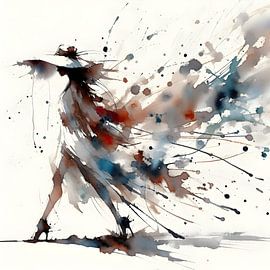 Aquarell elegante Frau mit Hut von Jessica Berendsen