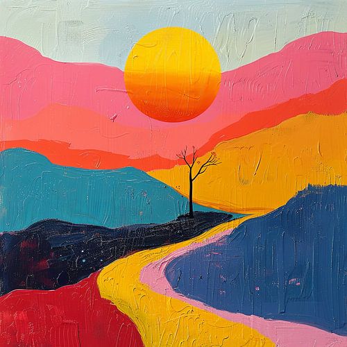 Moon Landscape Nature Mountains Expressionism No 17