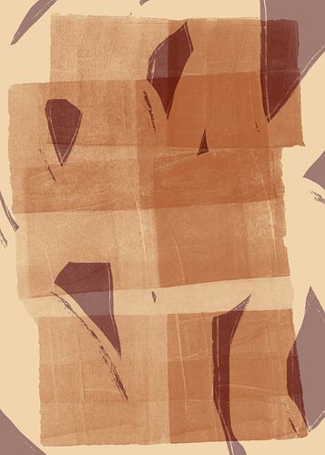 Abstracte vormen en lijnen in bruin, beige, taupe.