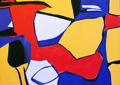 Abstract composition in the primary colours red, yellow and blue