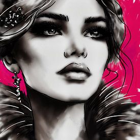 Fashionista Strichzeichnung in Rosa von MadameRuiz