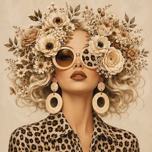 Floral Instinct | Illustratives Porträt mit Blumen von Mirjam Duizendstra