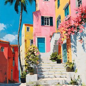 Farbenfrohe mediterrane Straße von IamHome Studio