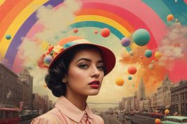 Pastellfarbene Träumerei: Ballonsinfonie über Manhattan von Cre8line