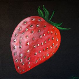 Strawberry on a black background by silke.art - Silke Hemelt -