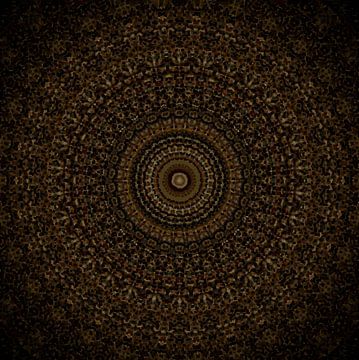 Oil painting mandala bruin van Arnout Bos