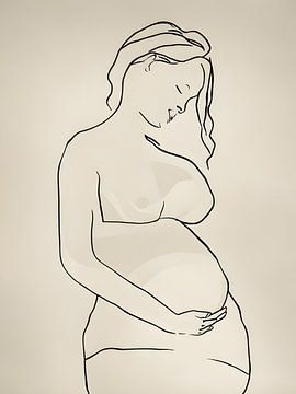 Silhouette d'une femme enceinte sur Moody Mindscape