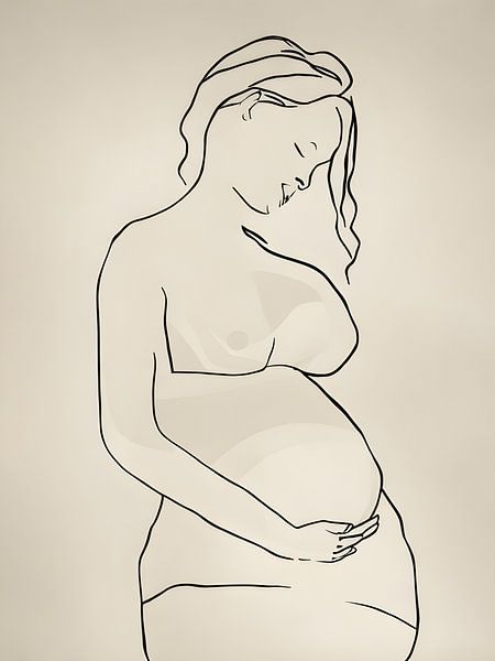 Silhouette einer schwangeren Frau von Moody Mindscape