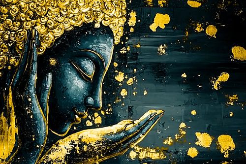 Boeddha met gouden accenten