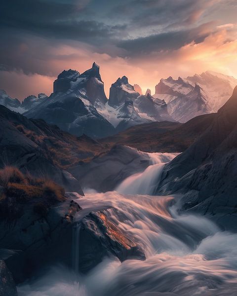 Glinsterende bergwereld van fernlichtsicht