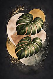 Décoration moderne abstraite géométrique avec motif Monstera sur Dodik Hariyono