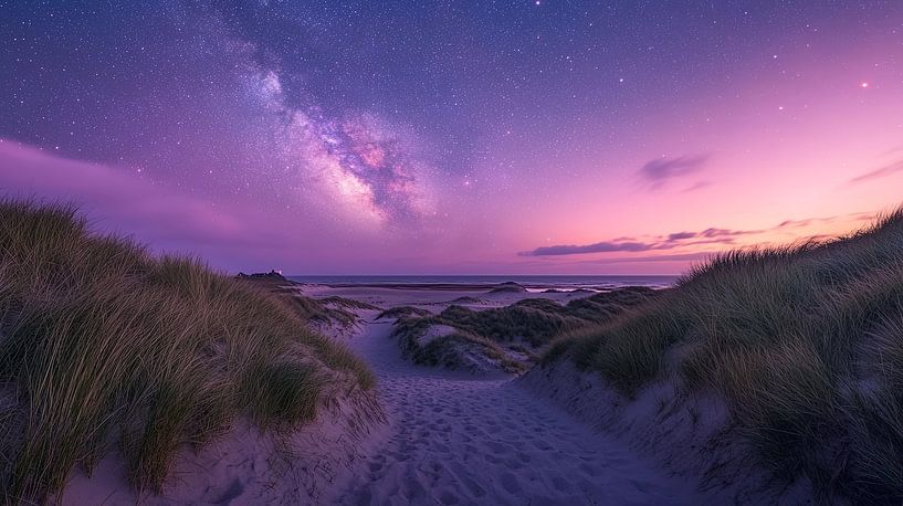 dune landscape with milky way wadden islands by Egon Zitter