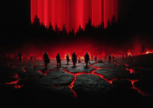 Kruistocht tegen het rode licht: Dark Fantasy Oorlog bij zonsondergang (57 tekens)