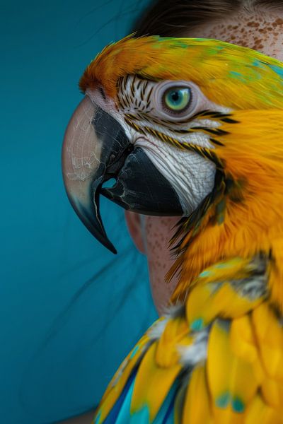 Colourful friendship: human and parrot by Poster Art Shop