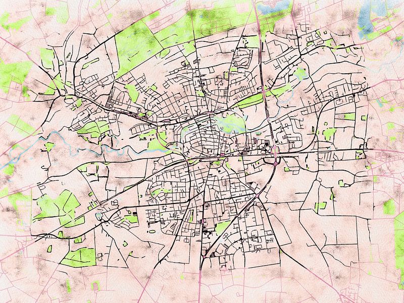 Carte de Lippstadt avec le style 'Soothing Spring' par Maporia