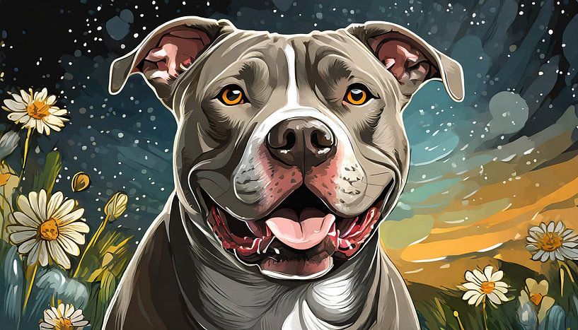 Porträt eines amerikanischen Staffordshire-Terrier-Hundes, Kunstdesign von Animaflora PicsStock