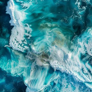 Oceaangolven in beweging - inspirerende natuurlijke kunst voor je kantoor van Poster Art Shop