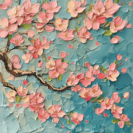 Kirschblüte rosa blau von Bianca ter Riet