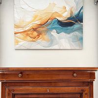 Customer photo: Dance of Light - Abstract Colour Composition in Orange, Yellow and Blue by Danny van Eldik, on canvas