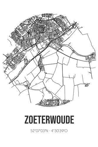 Zoeterwoude (Zuid-Holland) | Landkaart | Zwart-wit