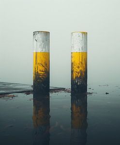 Minimalistische Pfahlansicht im Wasser
