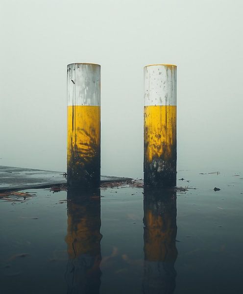 Minimalistische Pfahlansicht im Wasser von fernlichtsicht
