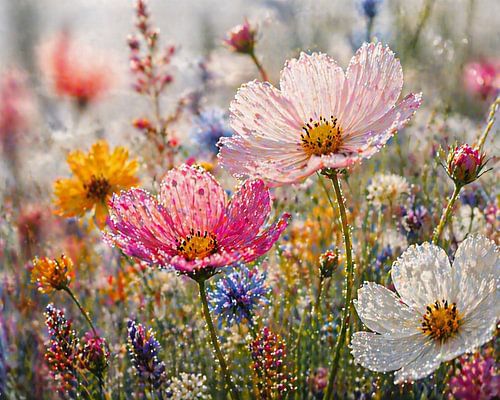 Gros plan sur une fleur rosée