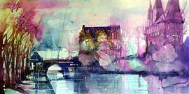 Lübeck - Trave with Holsten Gate by Johann Pickl