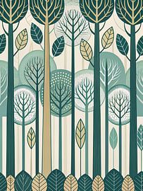 Mid-Century Modern Scandinavian Forest Wallpaper: A Stylized, Earthy, and Botanical Seamless Pattern by Artistic