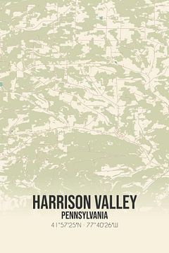 Vieille carte de Harrison Valley (Pennsylvanie), USA. sur Rezona