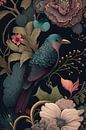 Bird surrounded by flowers by Digitale Schilderijen thumbnail