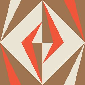 Retro-Geometrie mit Dreiecken im Bauhaus-Stil in Braun und Orange 2 von Dina Dankers