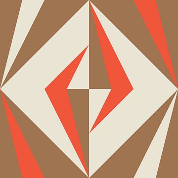 Retro-Geometrie mit Dreiecken im Bauhaus-Stil in Braun und Orange 2 von Dina Dankers