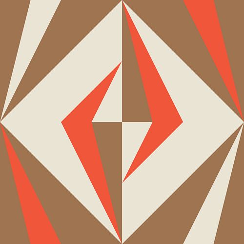 Retro geometrie met driehoeken in Bauhaus-stijl in bruin en oranje 2