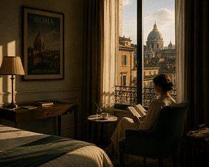 Roman Hotel Reading Room – Quiet Luxury Travel Wall Art