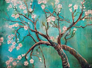 almond branches ( painting)  amandelbloesem ( schilderij) van Els Fonteine