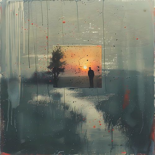 Seizoensgebonden natuur in bos, Digitaal schilderij