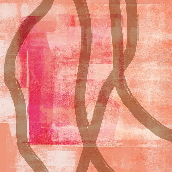 Abstrakte Kunst in warmen Erdtönen in Mischtechnik von Abstrakte minimalistische Kunst