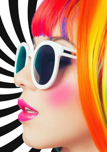 Girl with multicolored hair