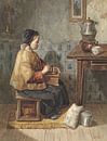Fille assise sur une cuisinière, Joseph le Grand par Des maîtres magistraux Aperçu