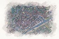 Karte von Middelburg im Aquarellstil