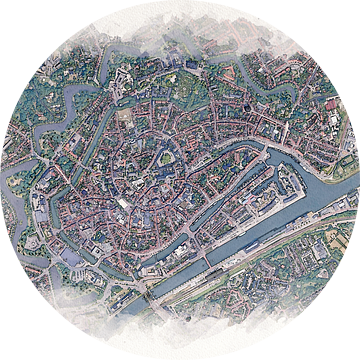 Kaart van Middelburg  in Aquarel Stijl van Aquarel Creative Design