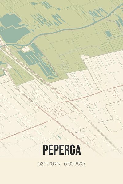 Vintage map of Peperga (Fryslan) by Prints of Place