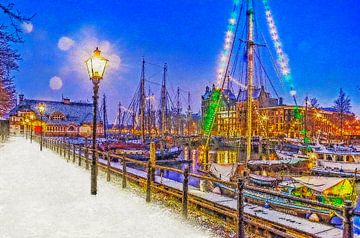 Winterbeeld Veerhaven van Frans Blok