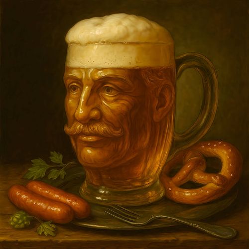 Herr Bräu – Portret in Bierglas met Duitse Knipoog